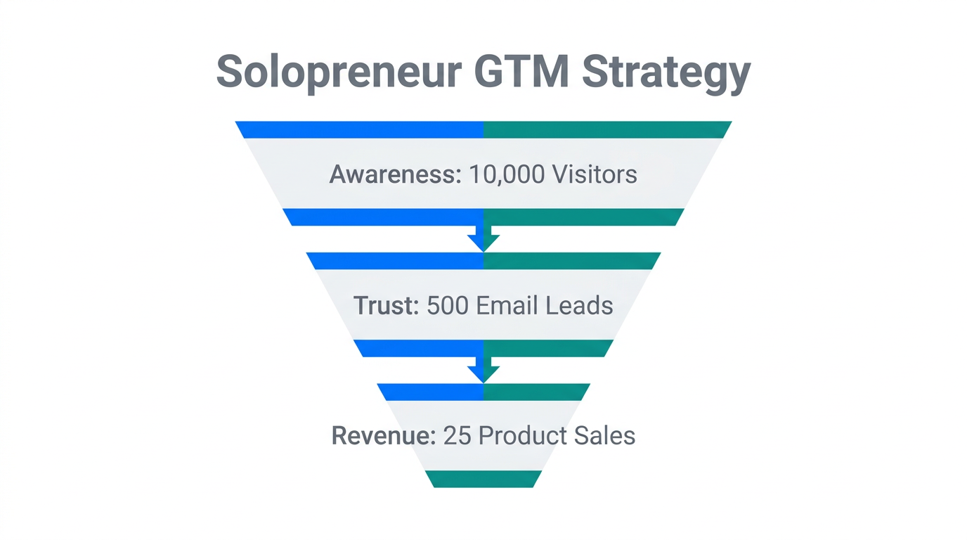 A three-stage sales funnel showing conversion from visitors to customers.