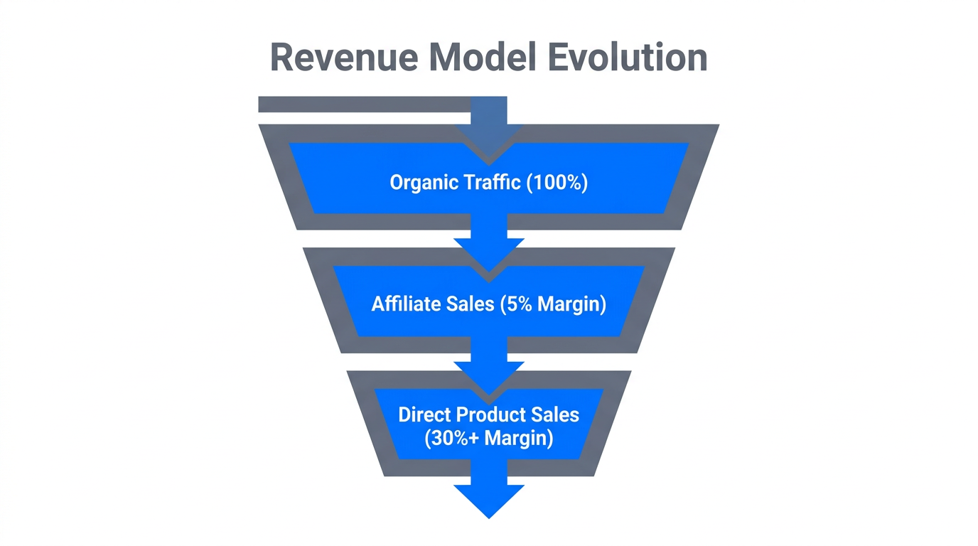 Shifting from low-margin affiliate links to high-margin direct product sales.