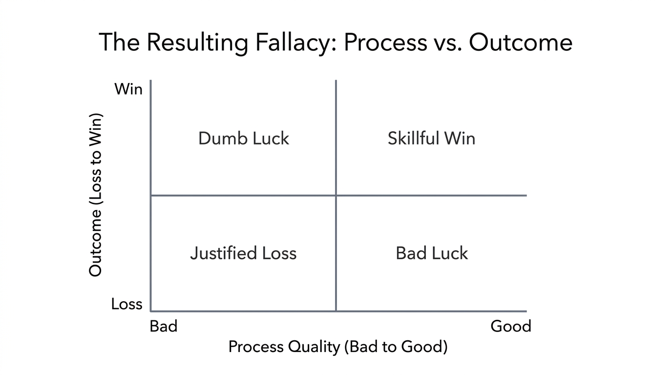 Matrix visualizing the difference between good processes and lucky outcomes