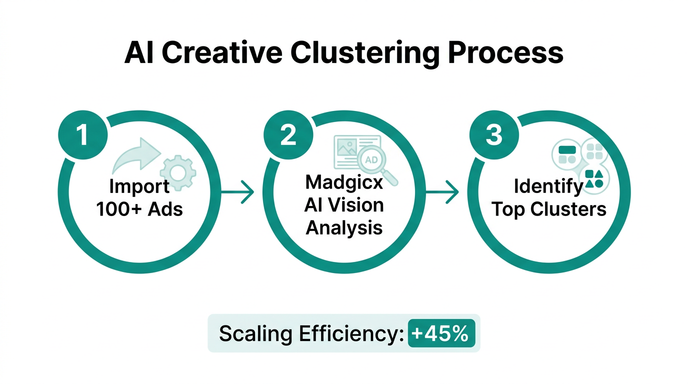 How Madgicx AI clusters creative assets to identify scaling opportunities.