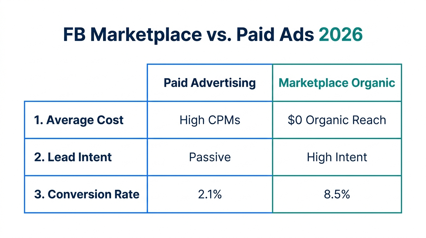Comparison showing the ROI advantage of organic marketplace lead generation.