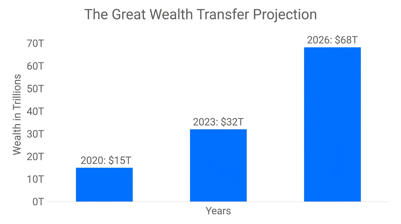 Projected growth of assets transferring to younger generations by 2026.