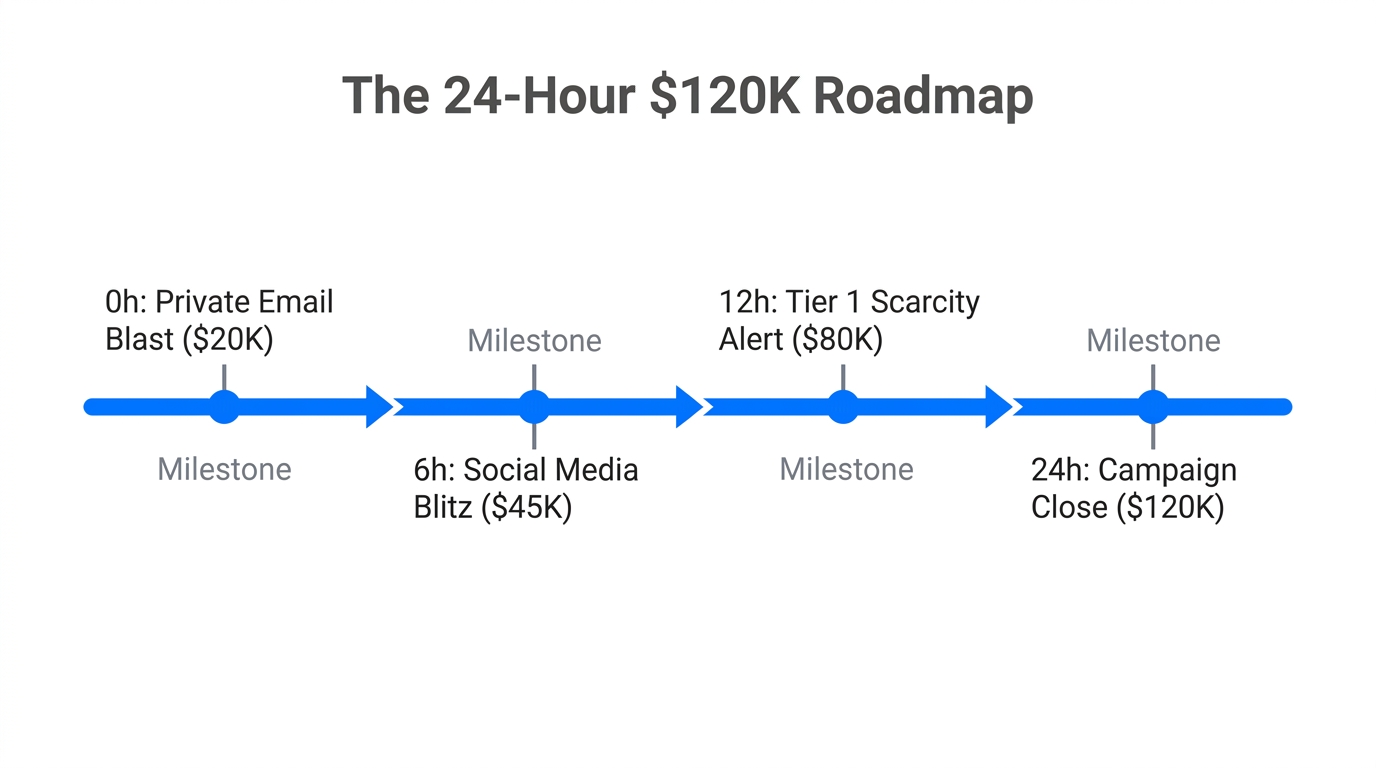 Timeline showing the hourly revenue milestones during the 24-hour launch.