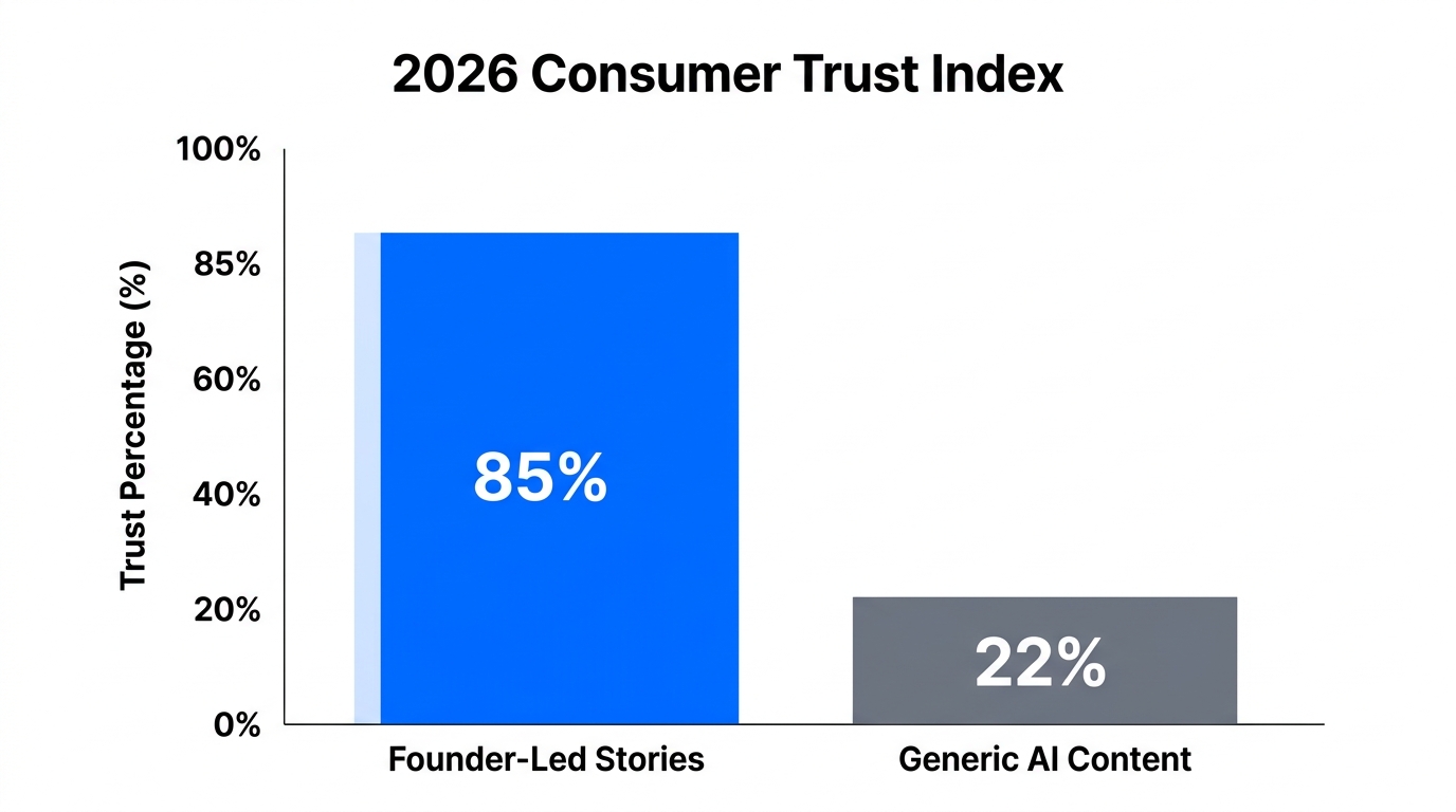 Visualizing the trust gap between human-led and AI-generated content.