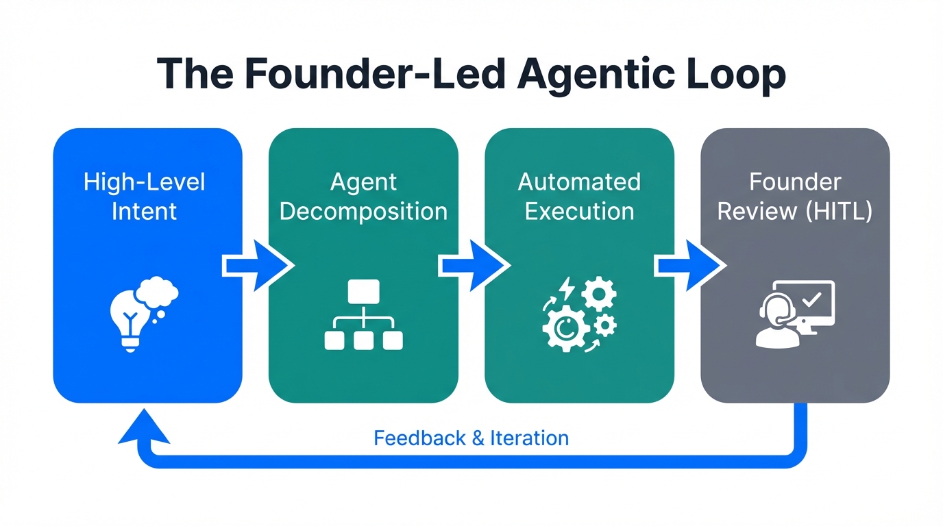 Workflow depicting the cycle from founder intent to agent execution.