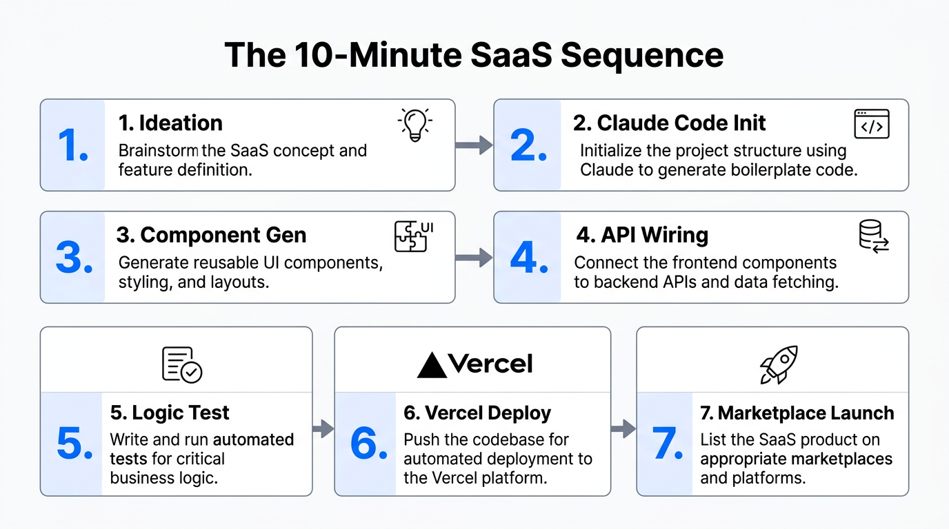 The 7-step workflow for rapid AI-assisted software deployment.