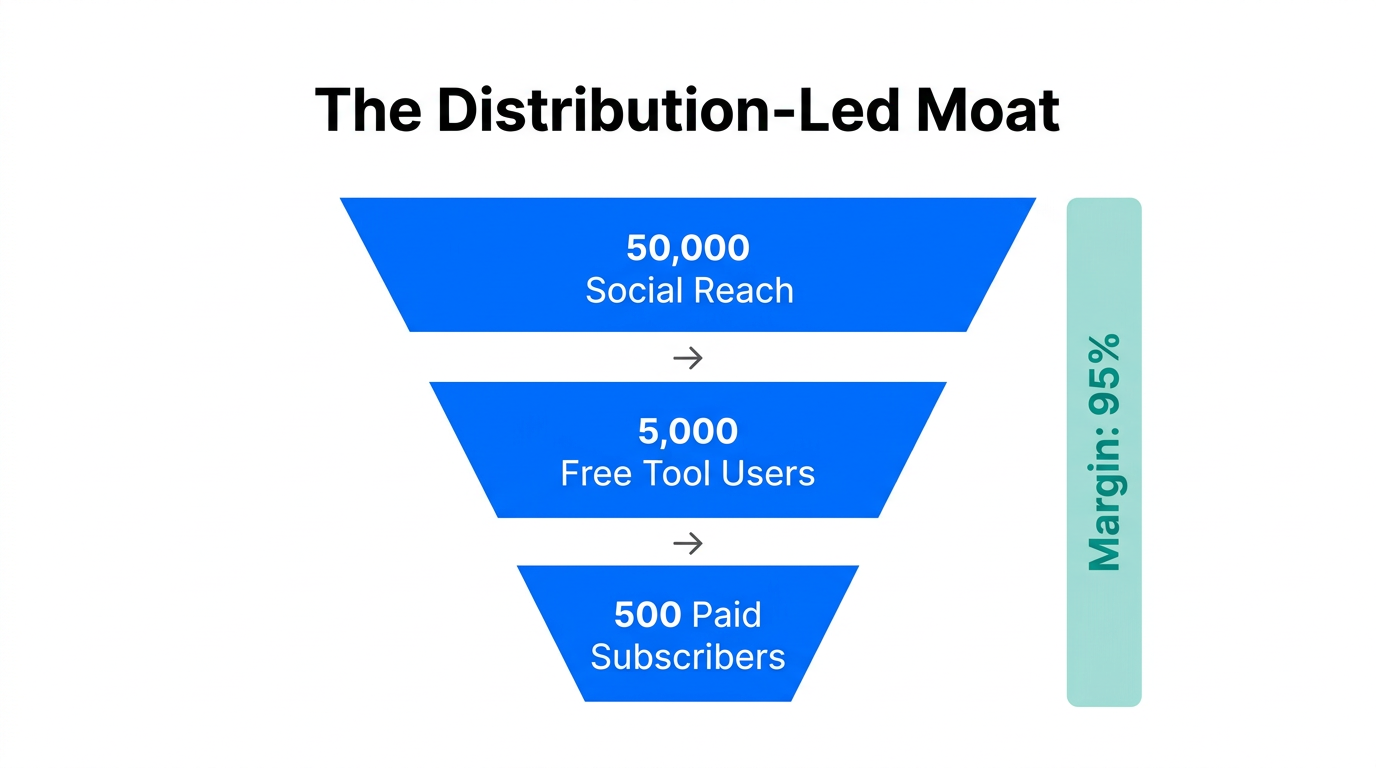 How existing audience distribution drives high-margin software conversions.