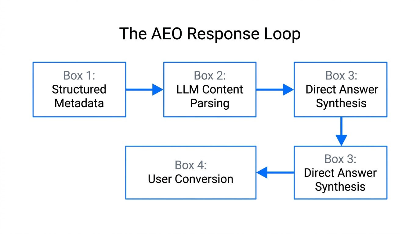 How Answer Engine Optimization (AEO) moves from raw data to AI responses.