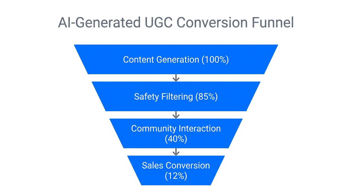 Conversion rates and flow of AI-generated user content.
