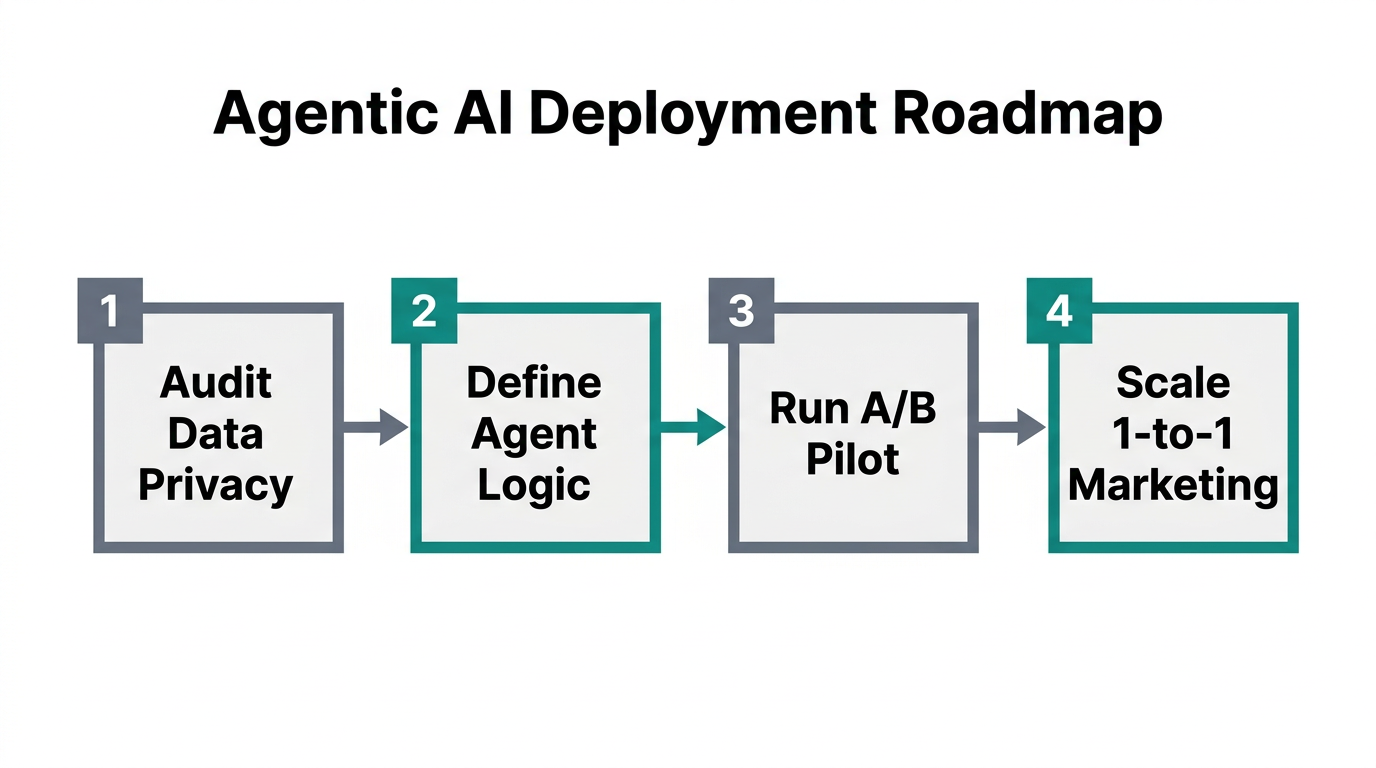 Step-by-step roadmap for implementing agentic AI in eCommerce operations.