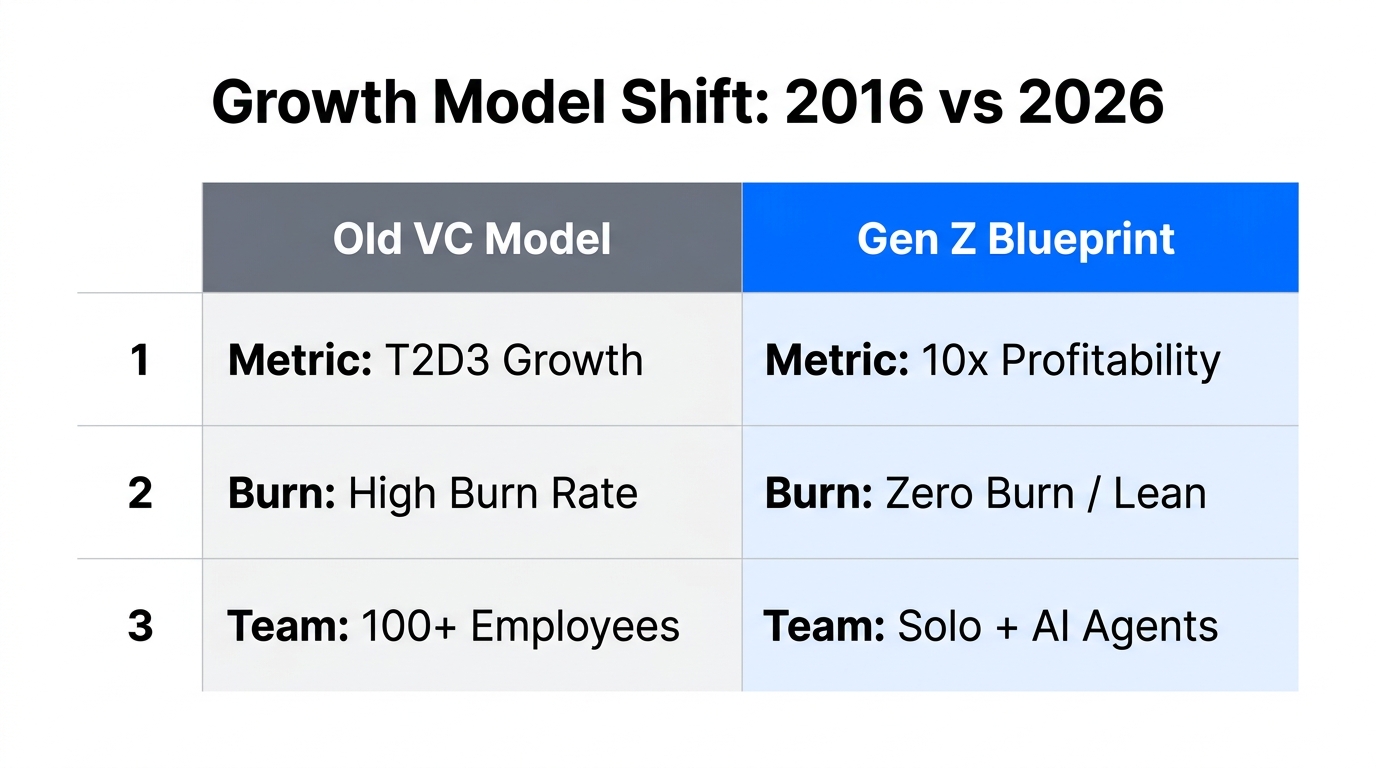 Comparison of traditional SaaS growth versus the new Gen Z model.