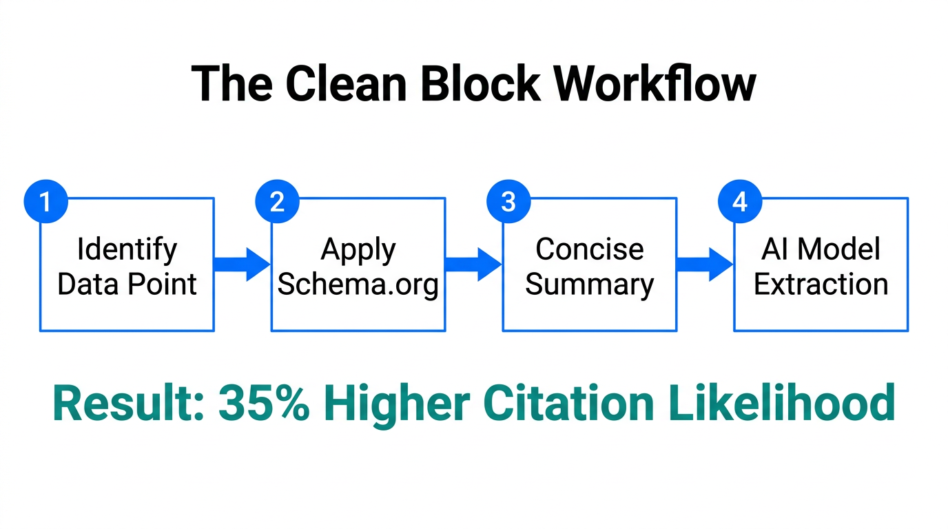 The four-step process for creating AI-ready clean blocks of content.