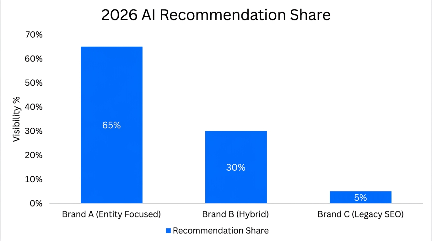 Comparison of AI recommendation share based on optimization strategy.