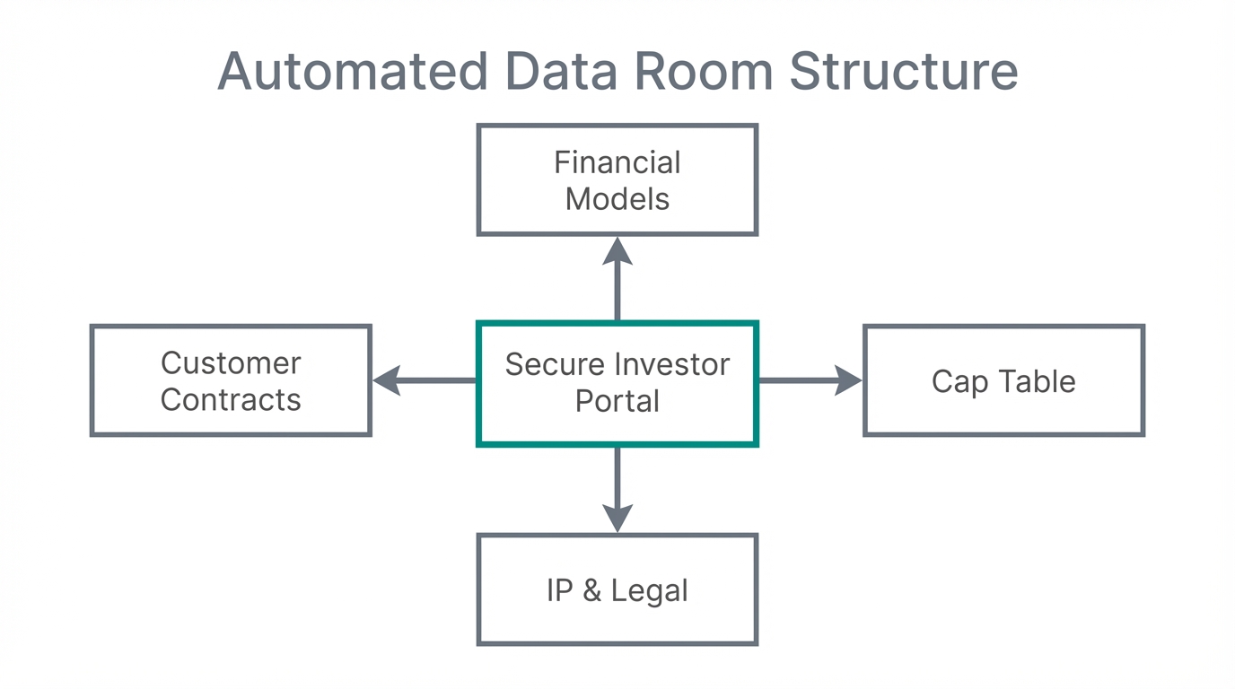 Organizing key documents within an automated investor data room.