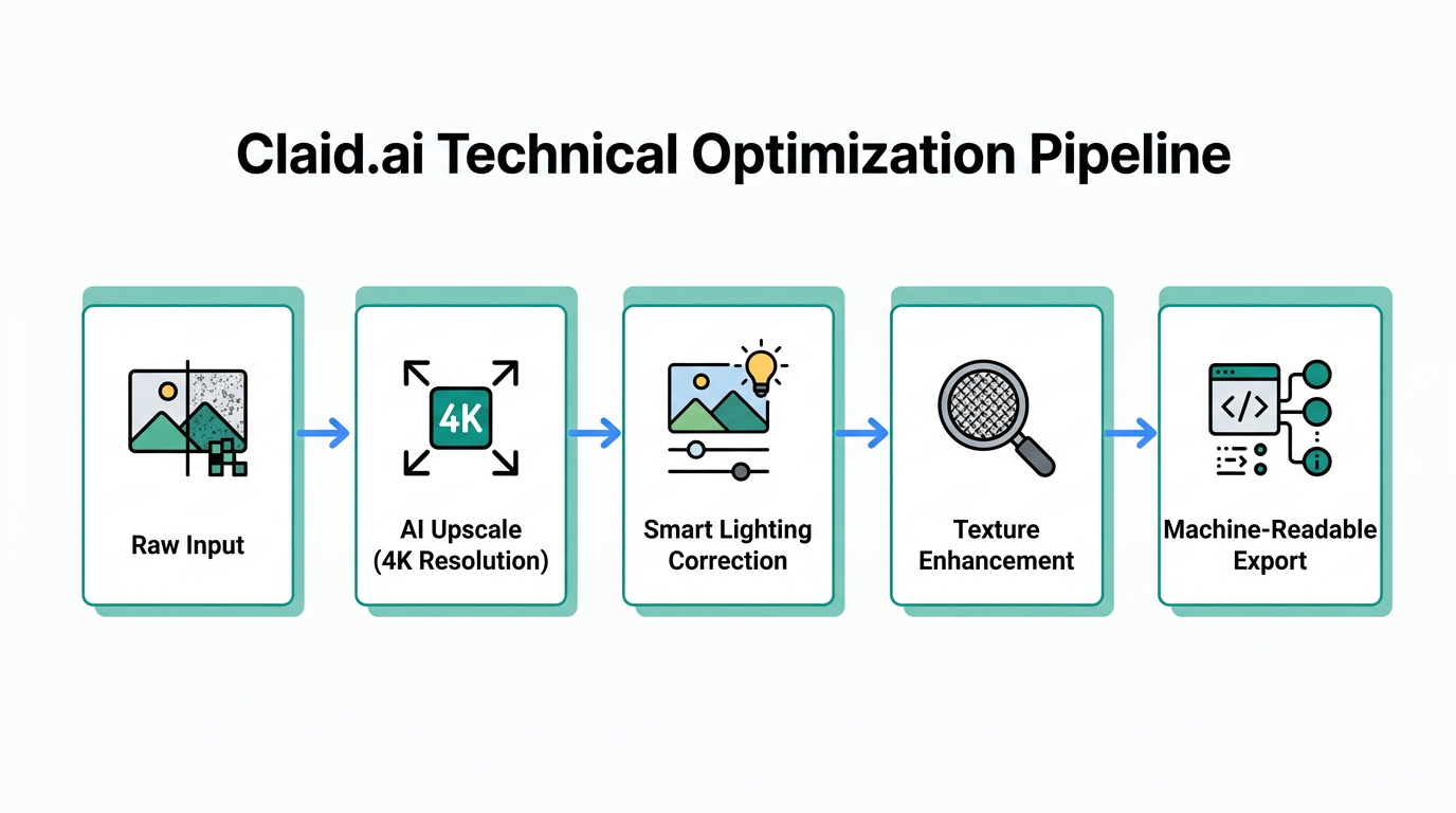 The technical workflow for optimizing product images for AI perception.