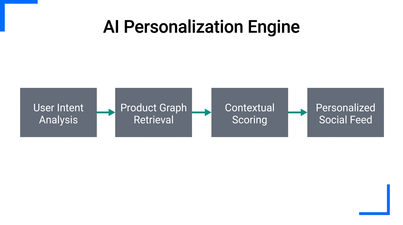 Workflow showing how AI engines process data for personalized feeds.