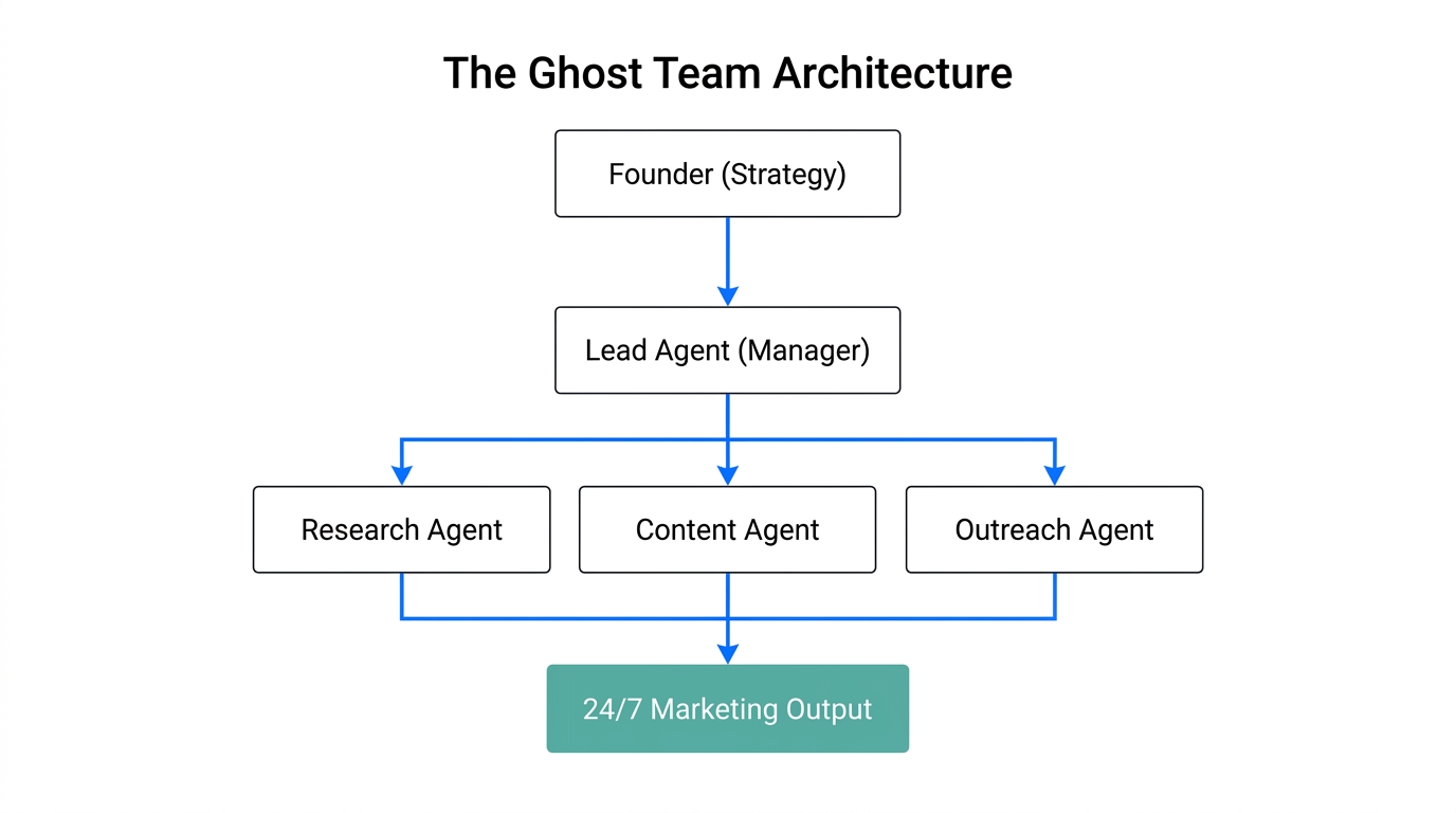Organizational structure of an autonomous Ghost Team marketing engine.