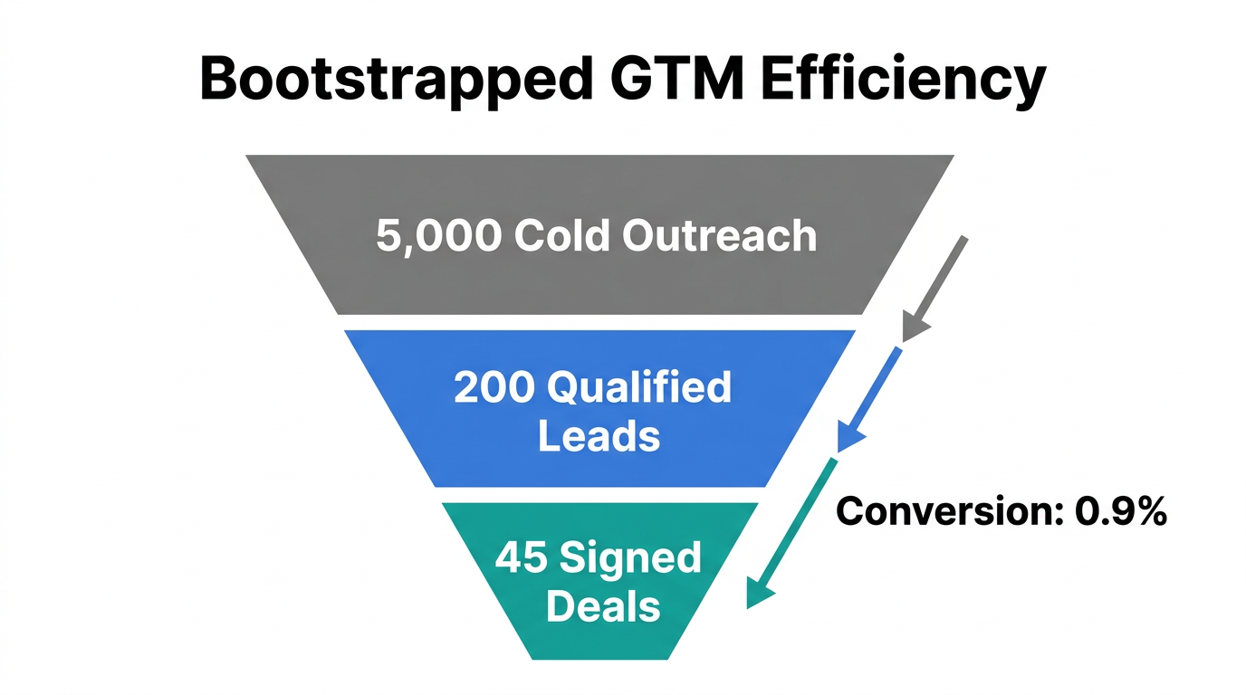A lean GTM sales funnel for bootstrapped startup growth.