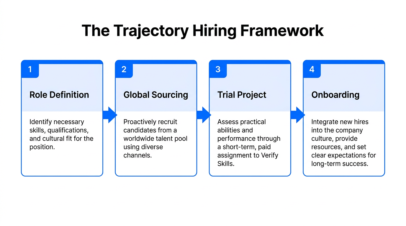 Four-step process for sourcing and vetting high-trajectory global talent.