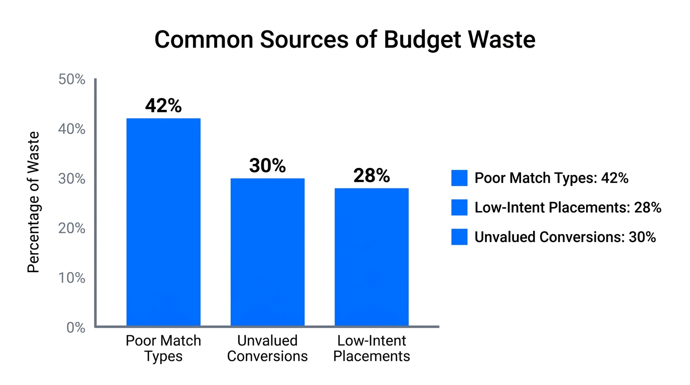 Data visualization of the primary drivers of budget waste in accounts.