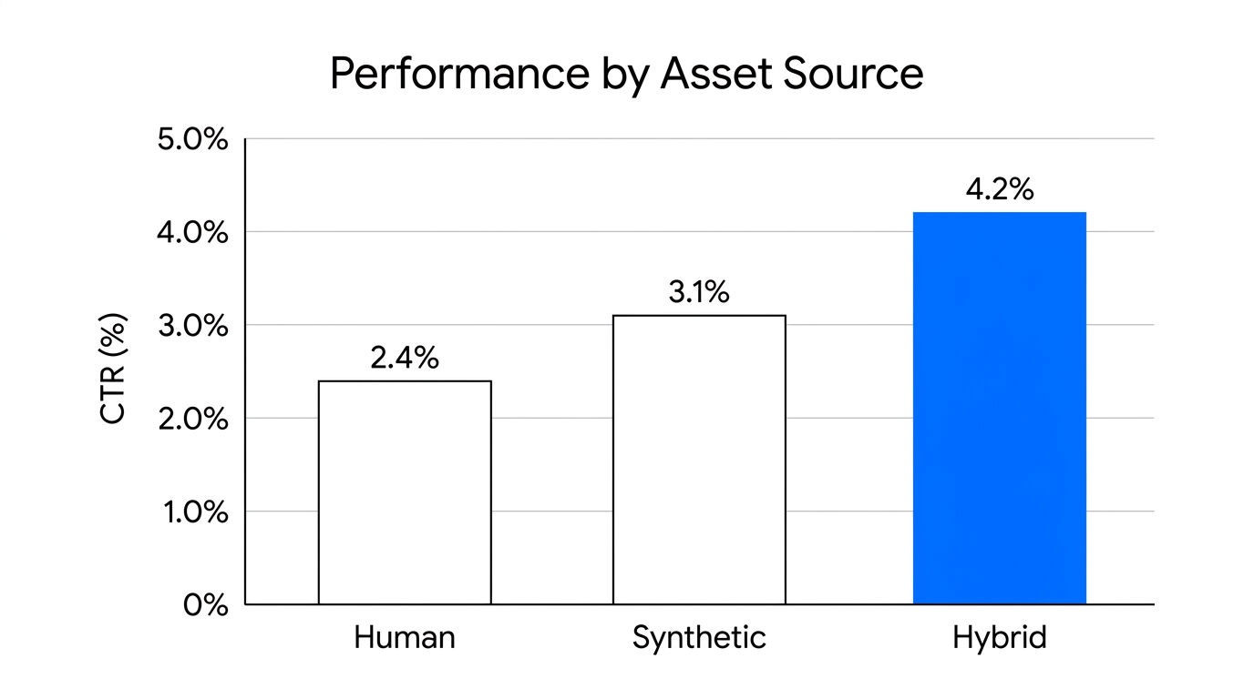 Comparing Click-Through Rates (CTR) across different asset generation methods.