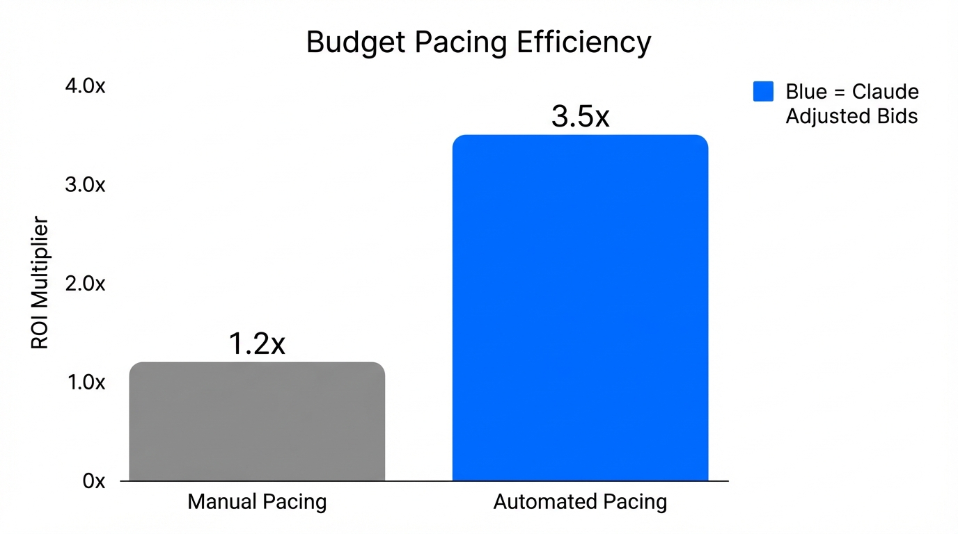 Performance comparison showing ROI improvements with automated bid pacing logic.
