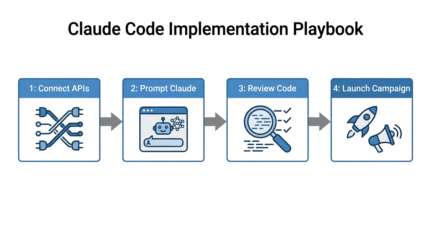 Step-by-step workflow for integrating Claude Code into marketing systems.