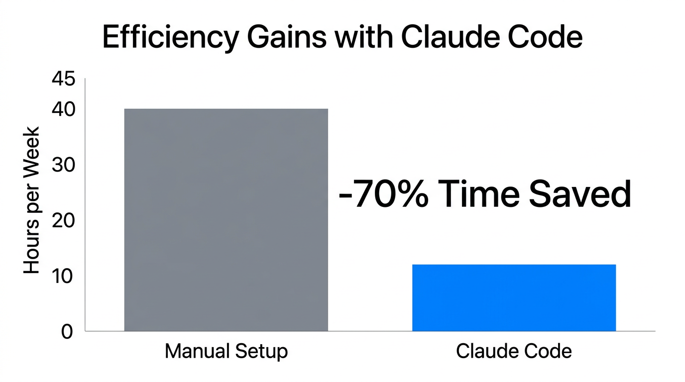 Comparison of weekly manual setup hours versus Claude Code automation.