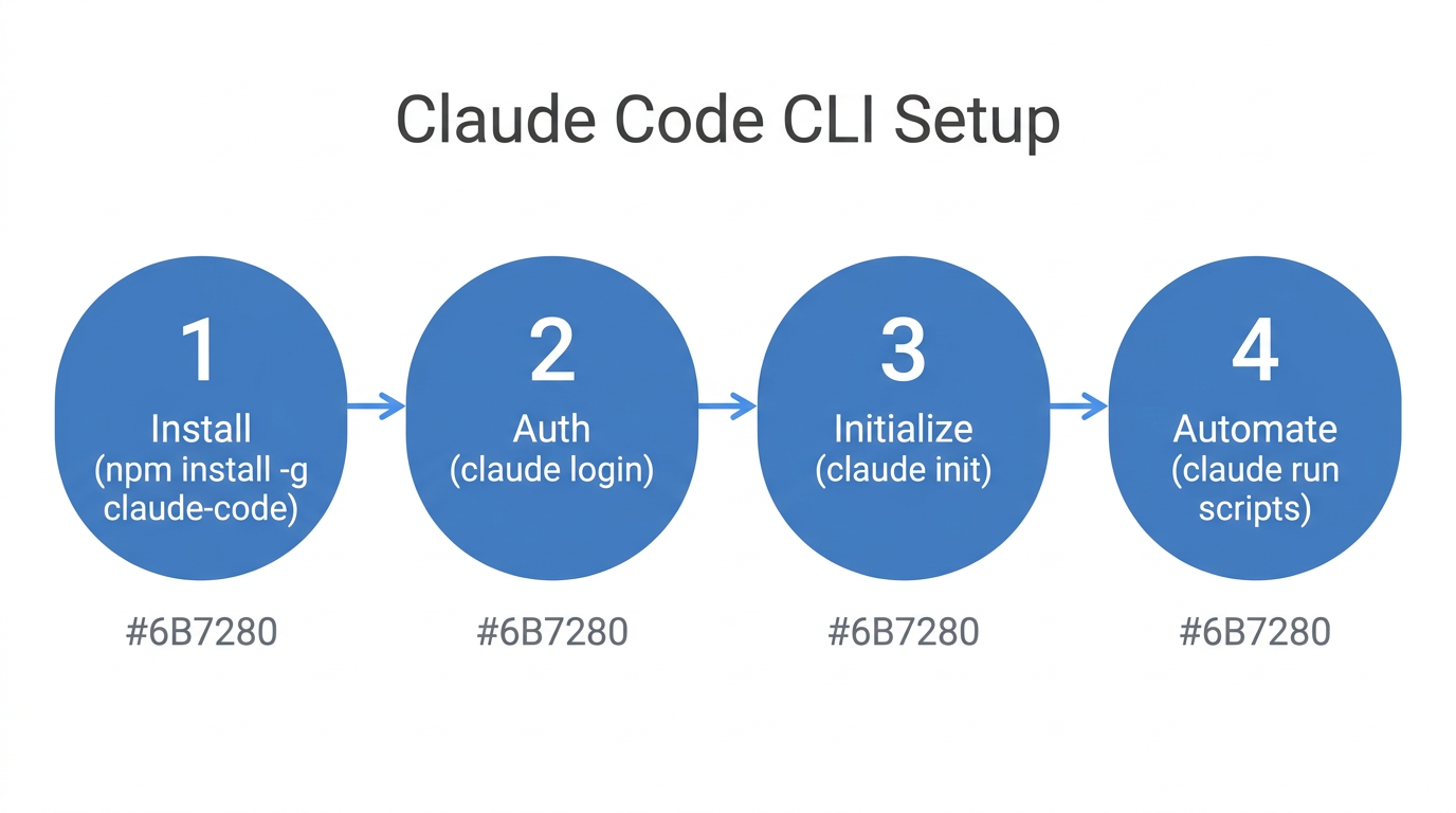 A simple four-step guide to initializing Claude Code for automation.