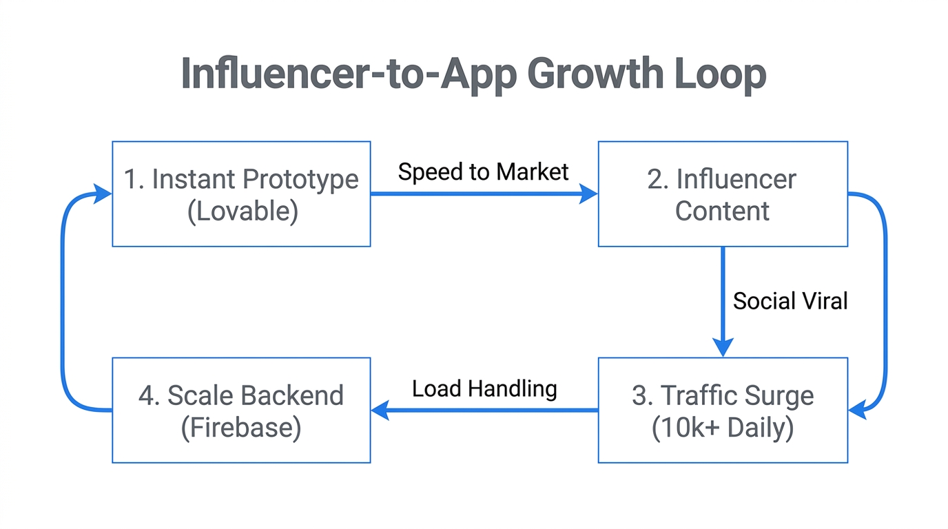 A strategic workflow for scaling rapid prototypes using influencer-driven traffic.