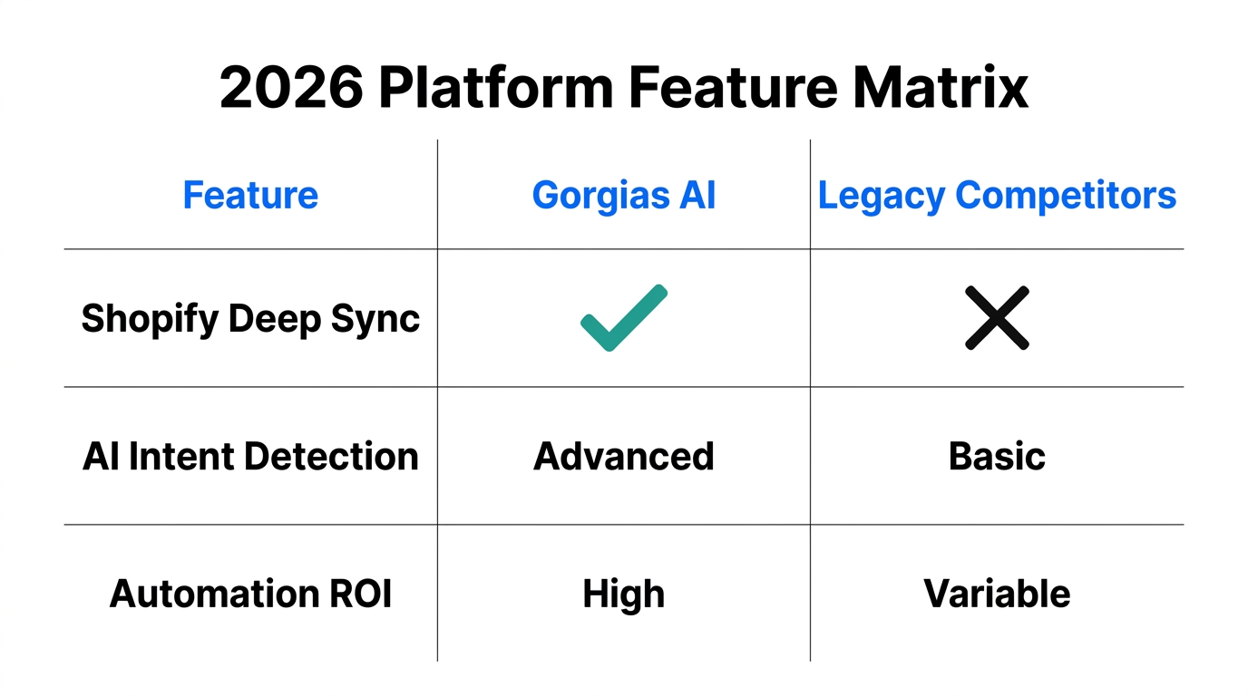 How Gorgias AI compares to legacy support platforms in 2026.