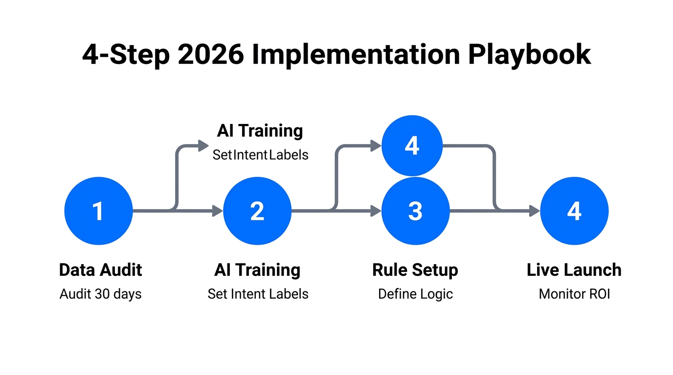 The four-step process for deploying an optimized Gorgias AI setup.