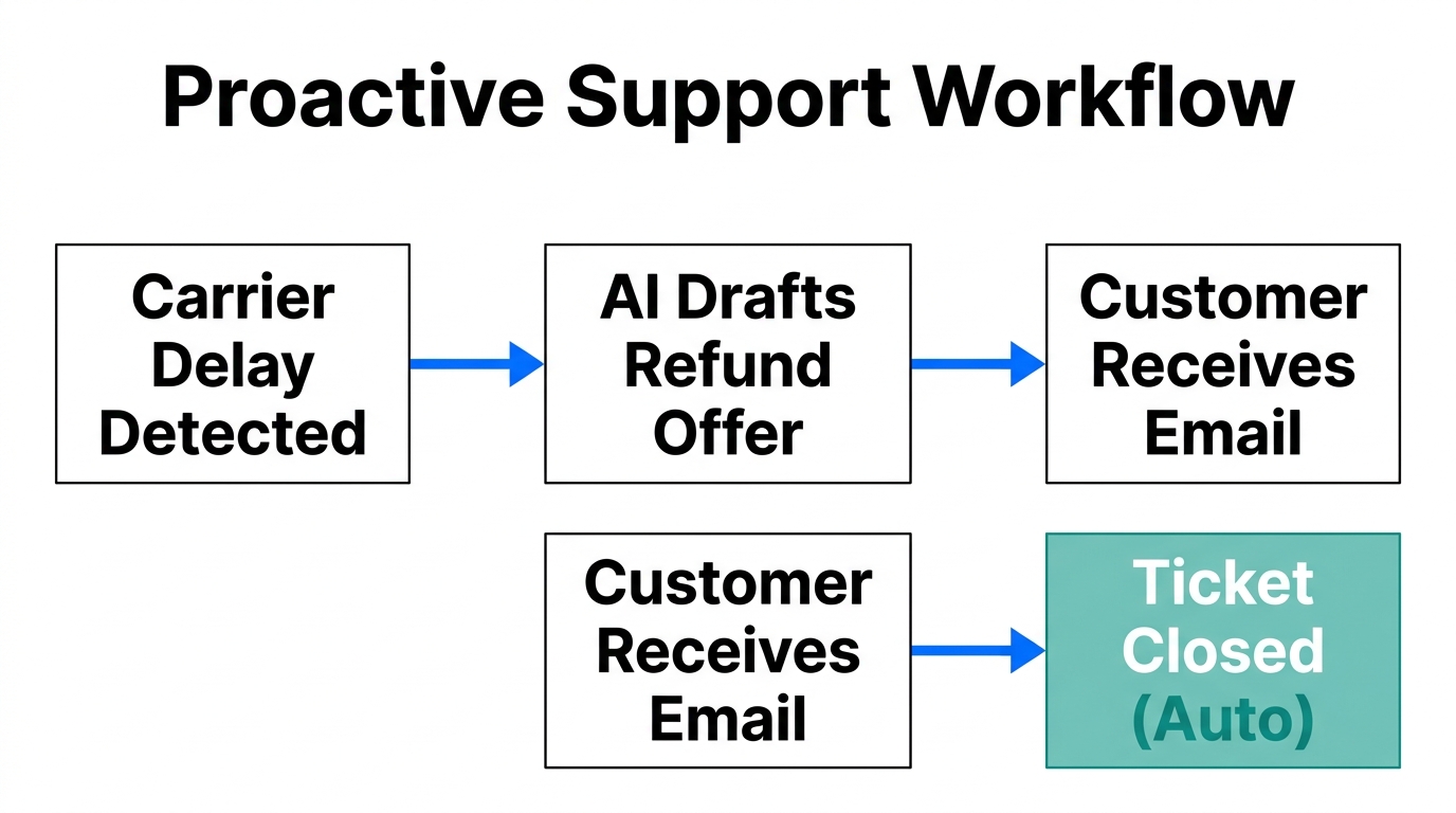 Automated workflow for proactive customer resolution during shipping delays.