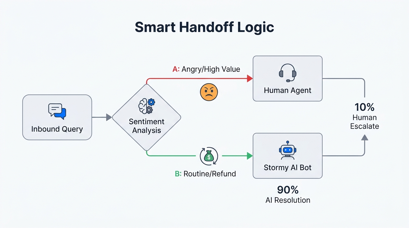 Logic-based routing ensuring high-value customers reach human agents.