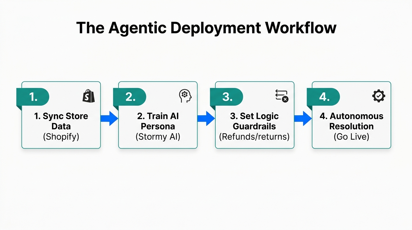 Four-step process for deploying autonomous AI agents in DTC support.