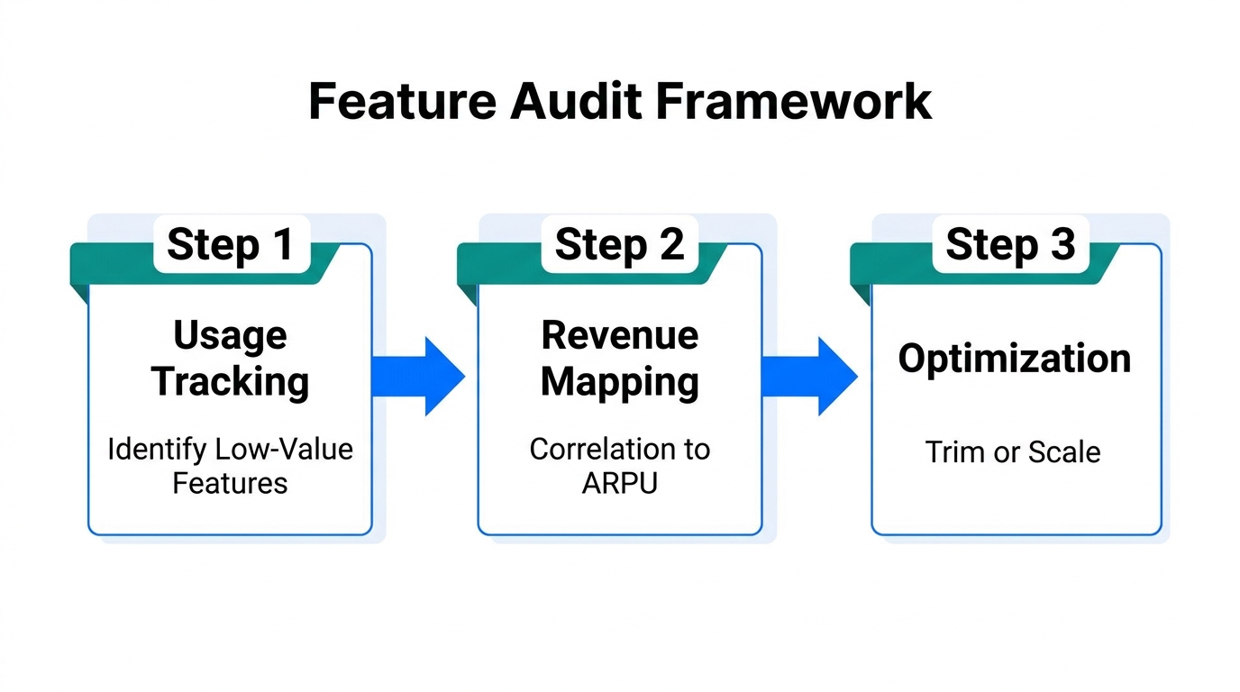 The three-step process for auditing and optimizing app features for revenue.