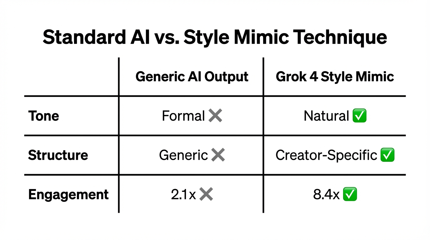 Comparison table highlighting the benefits of the style-mimic technique.