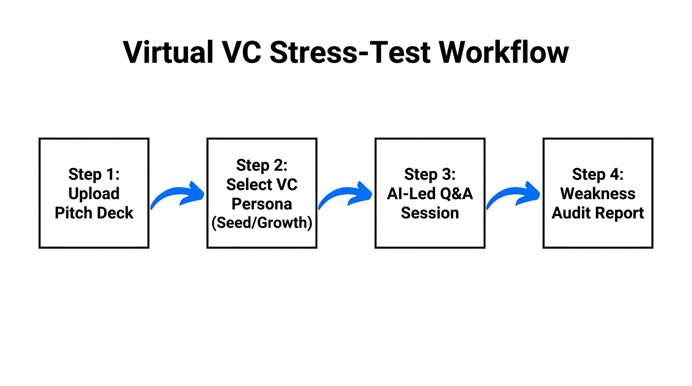 A four-step workflow for stress-testing pitch decks with AI.