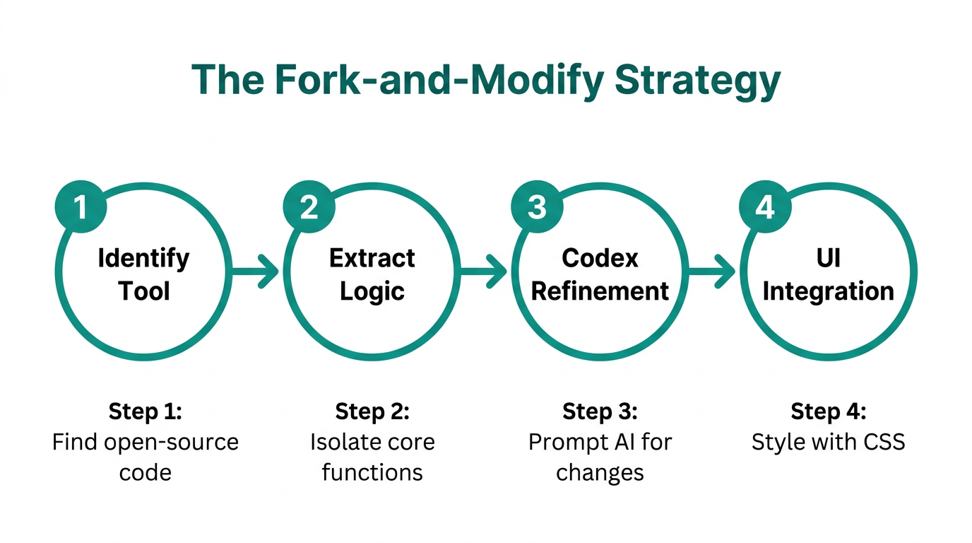 The 4-step workflow for modifying existing tools using ChatGPT Codex.