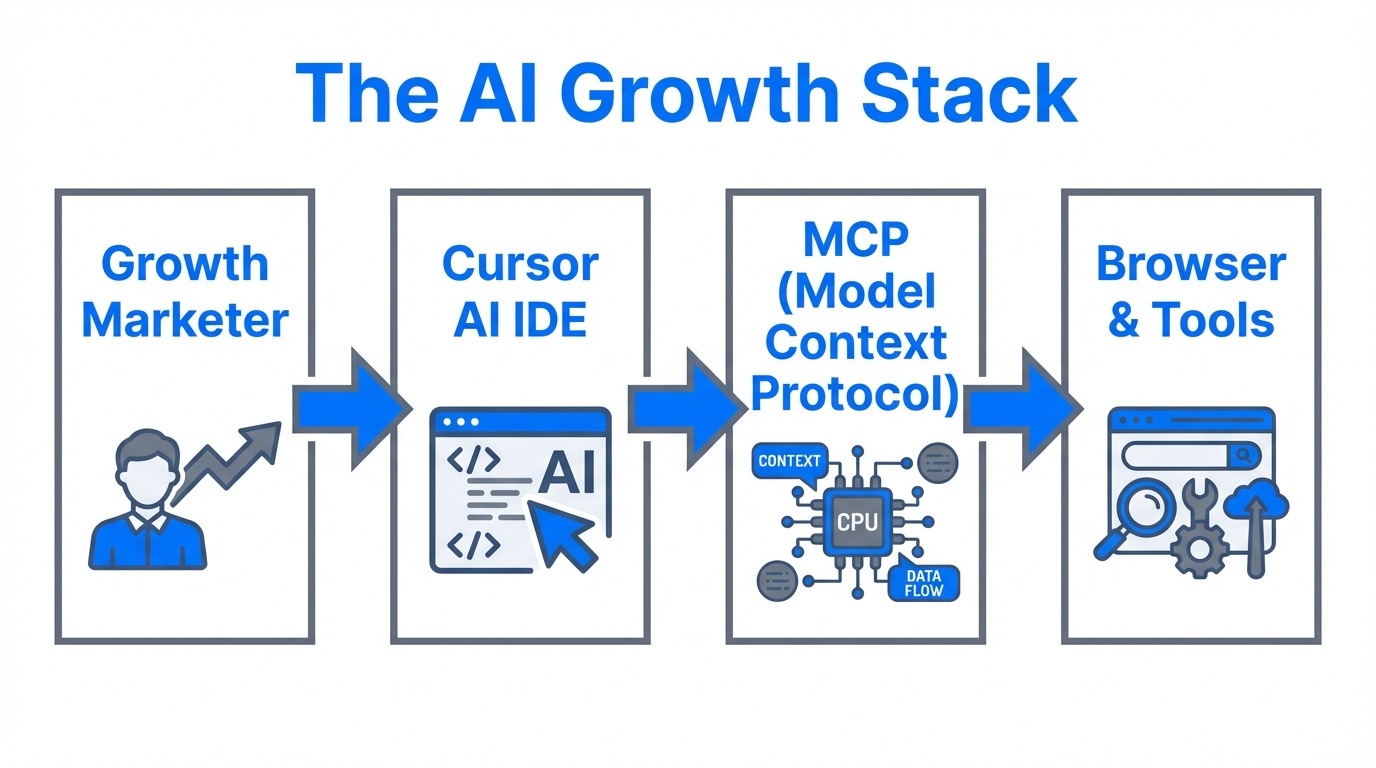 The technical architecture of an AI-powered growth marketing stack.
