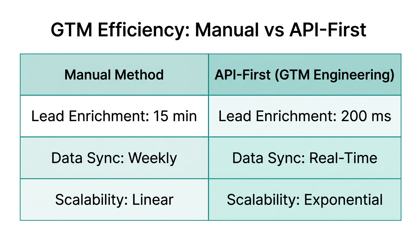 Efficiency gains when switching from manual tasks to API-first engineering.