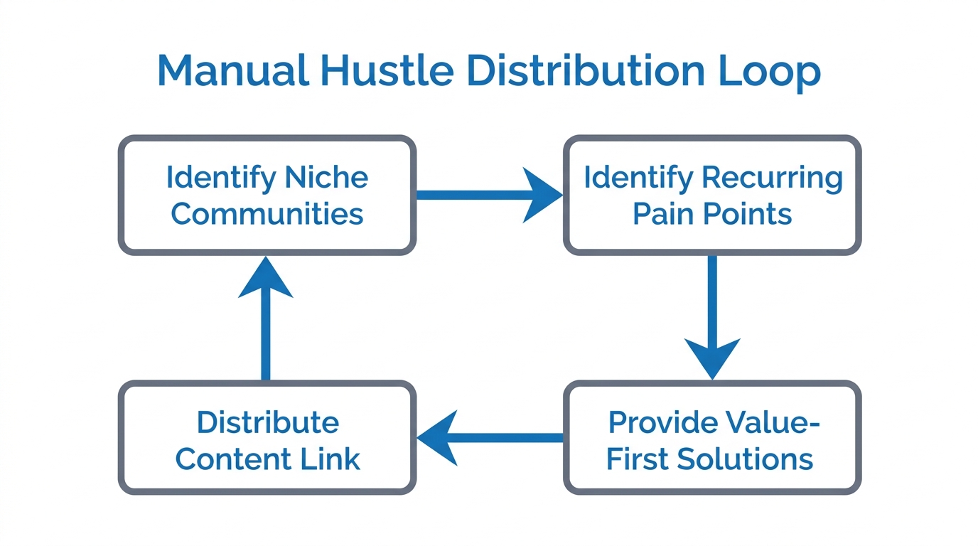 Step-by-step workflow for manual distribution in community platforms.
