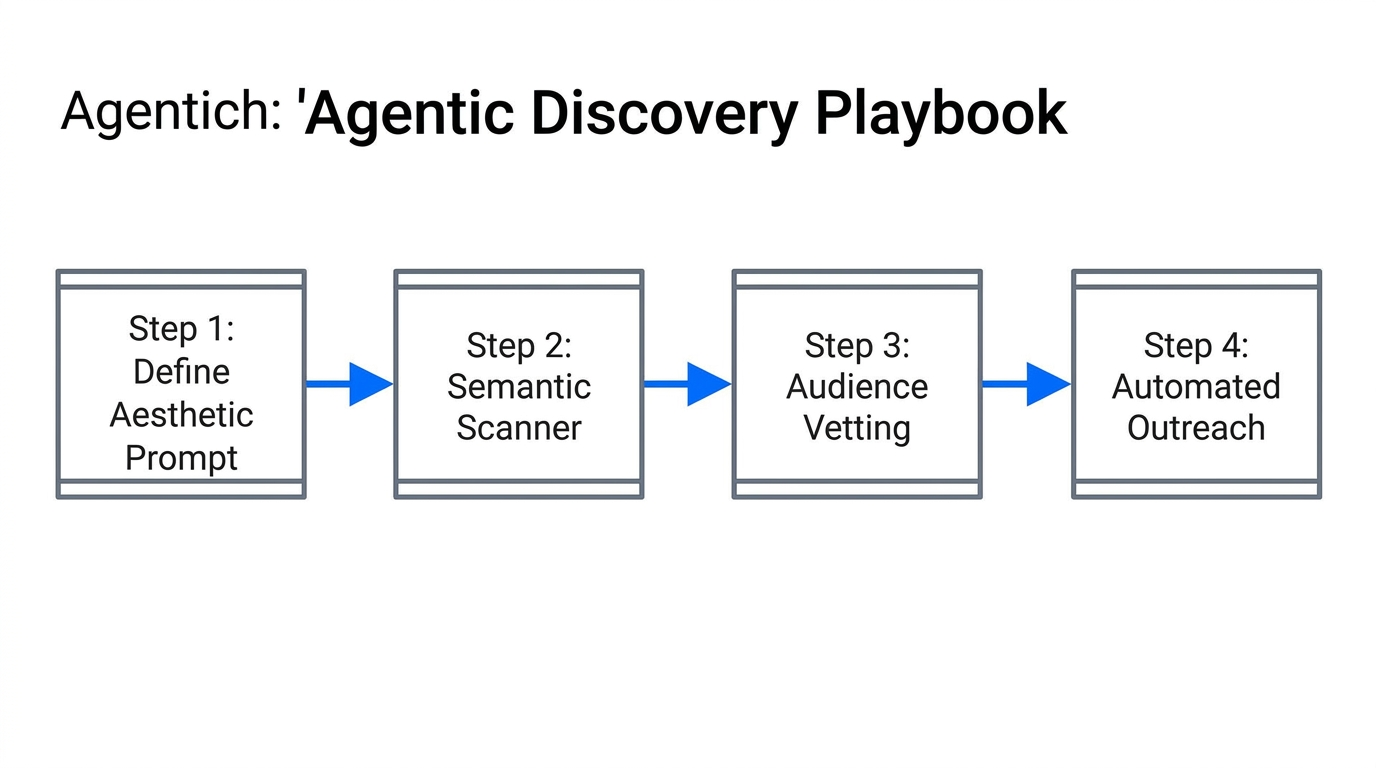 The four-step agentic discovery workflow for modern influencer marketing.
