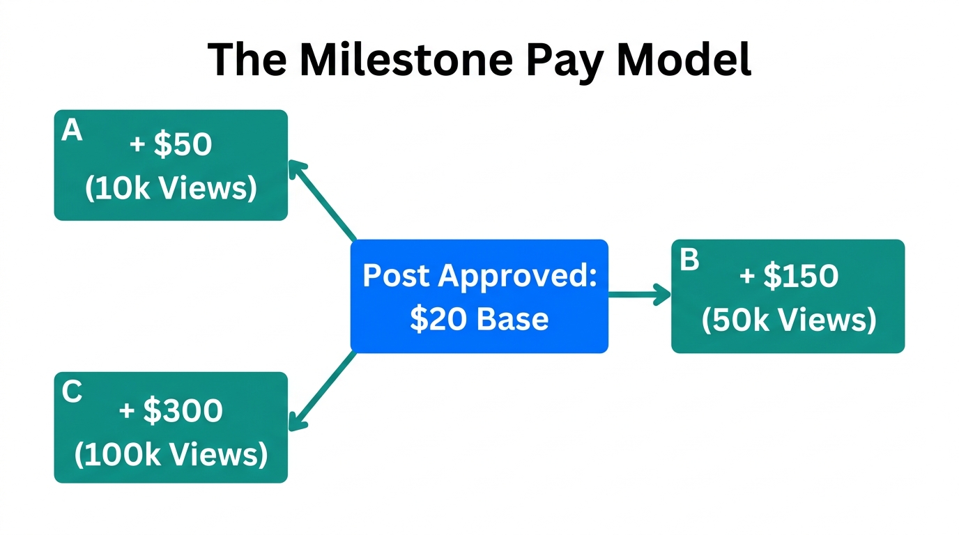 Performance-based milestone pay structure for high-performing video content.