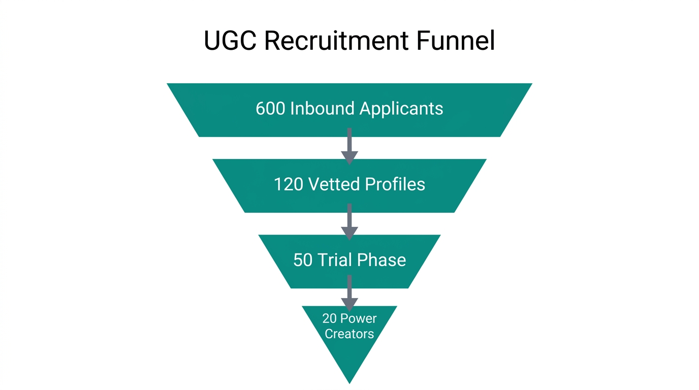 The creator recruitment funnel from initial application to core contributor.