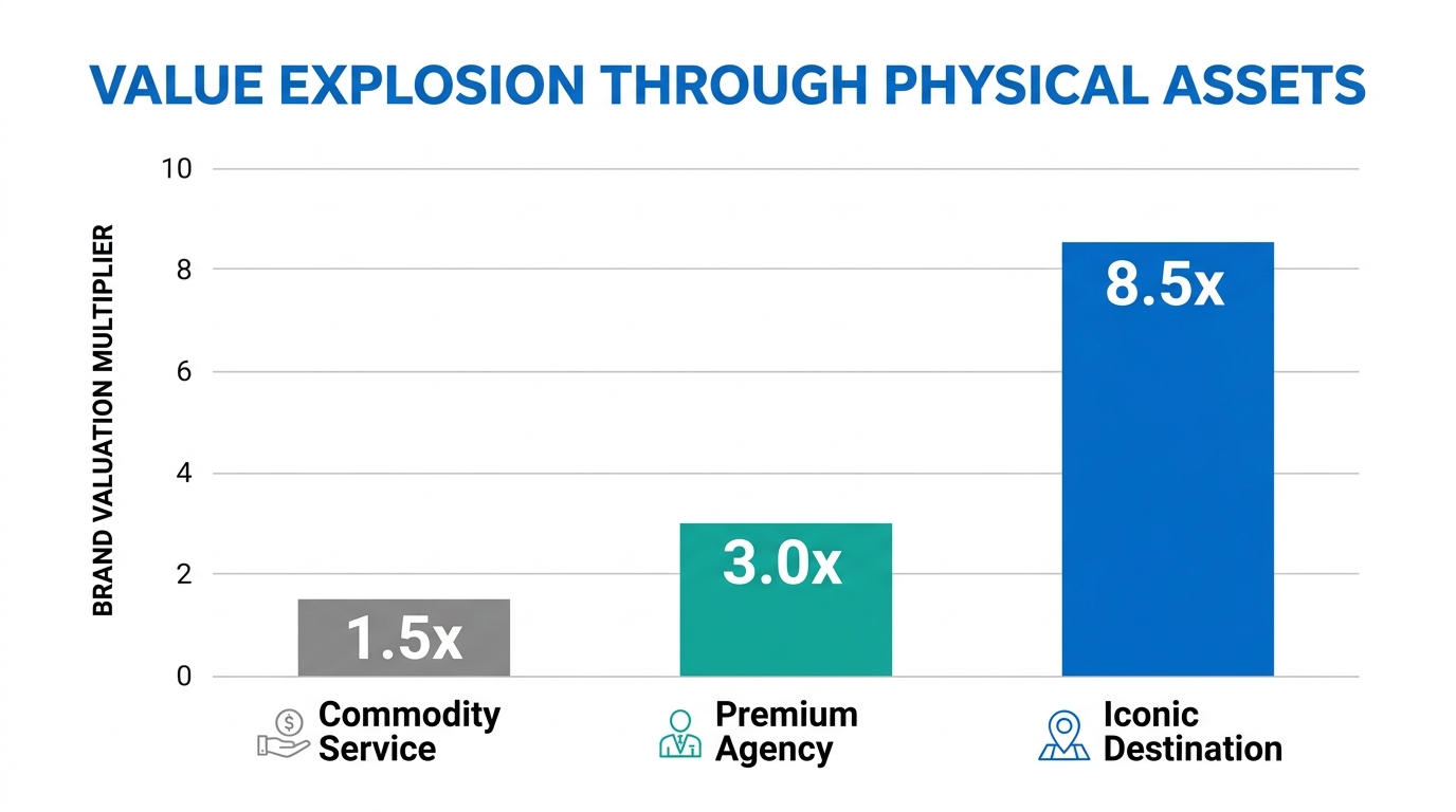 Projected brand valuation increases through the acquisition of iconic physical assets.