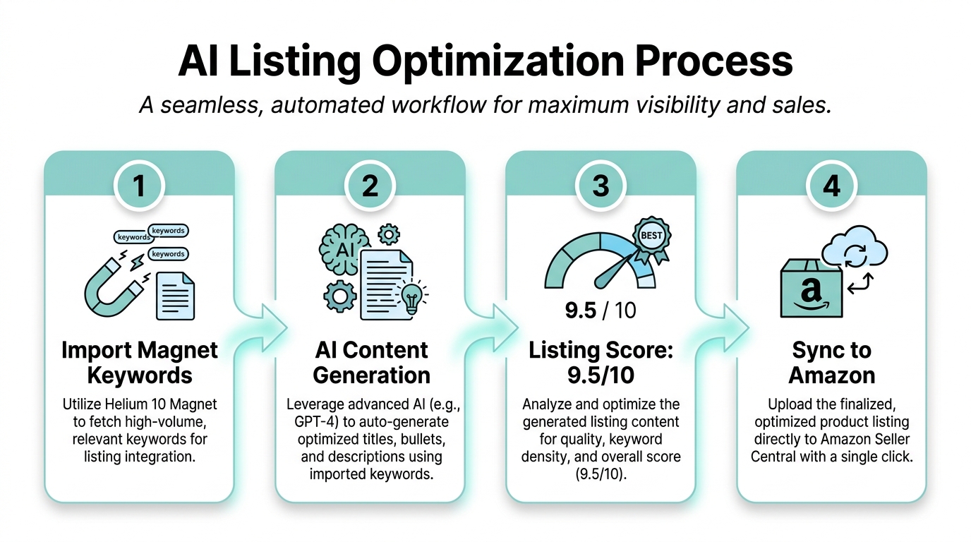 Step-by-step process of using the AI Listing Builder for SEO.
