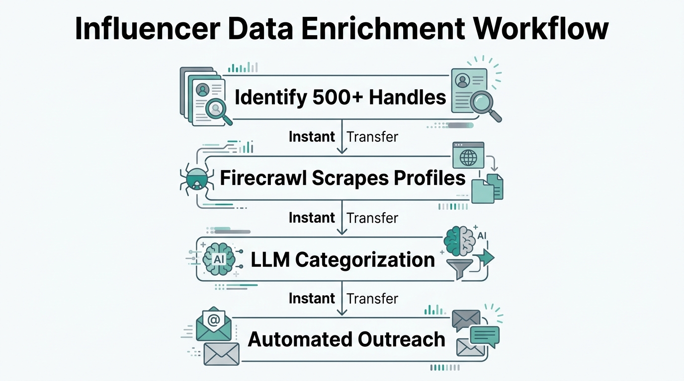 Automated workflow for identifying and vetting UGC influencers at scale.