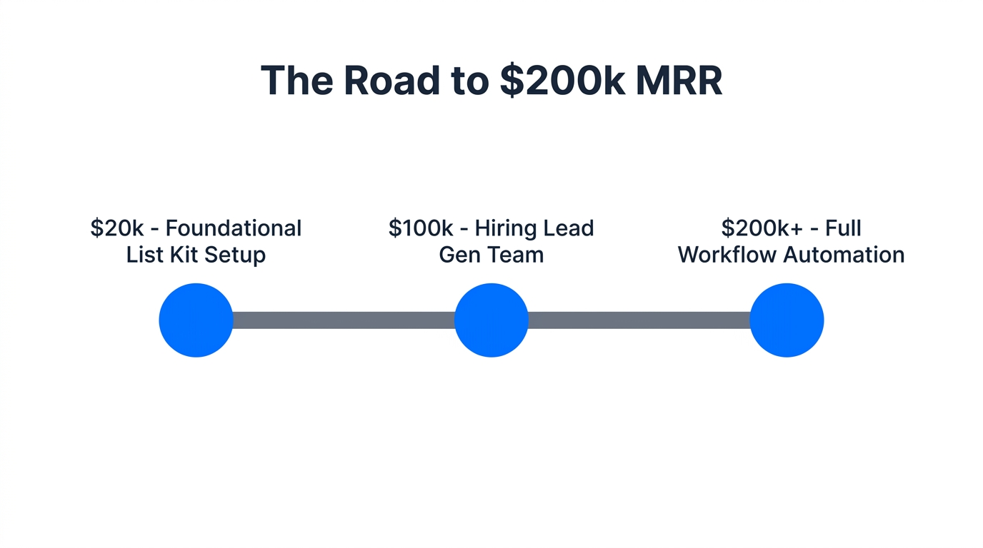 Strategic milestones for scaling a B2B agency to $200k MRR.