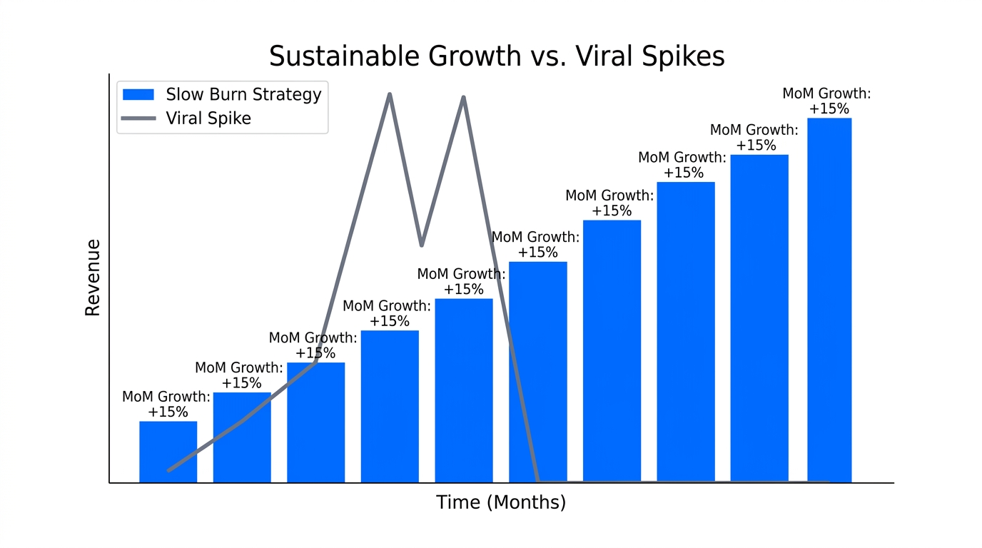 The value of consistent incremental growth over unpredictable viral spikes.